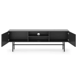 Mobile porta TV moderno 155x52h cm 2 ante nero Eterna