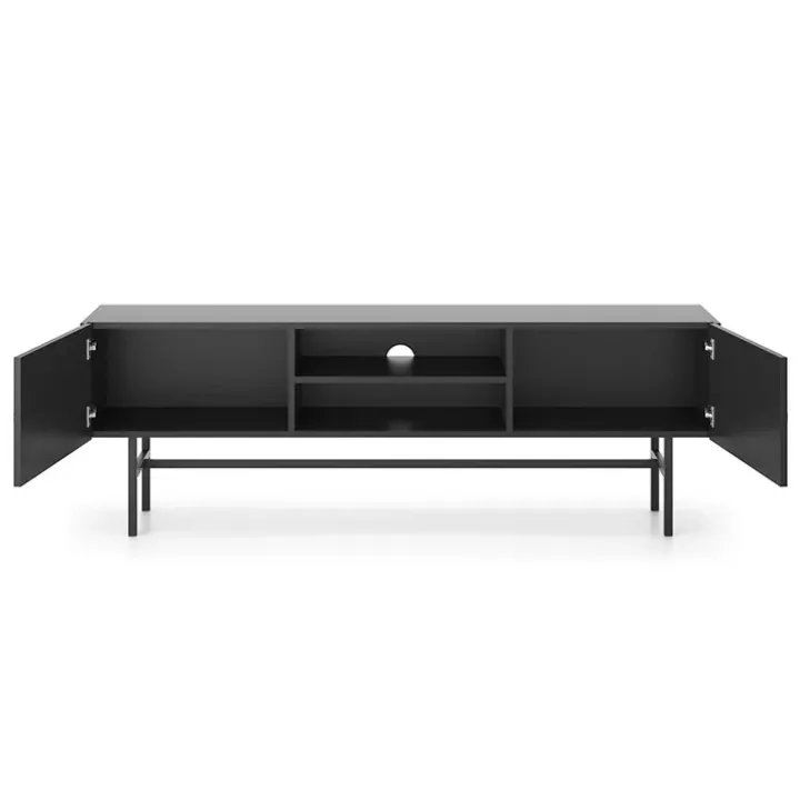 Mobile porta TV moderno 155x52h cm 2 ante nero Eterna