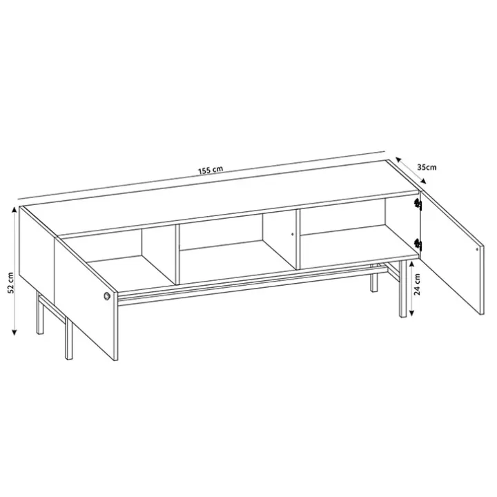 Mobile porta TV moderno 155x52h cm 2 ante nero Eterna