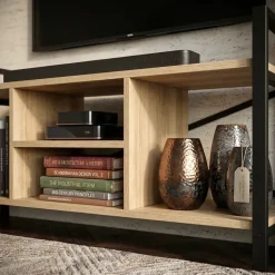 Mobile porta tv moderno 120x61h cm industrial metallo rovere rustico Loft