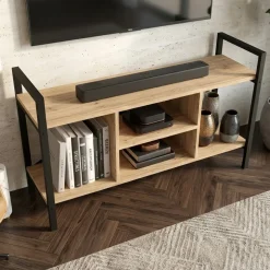 Mobile porta tv moderno 120x61h cm industrial metallo rovere rustico Loft