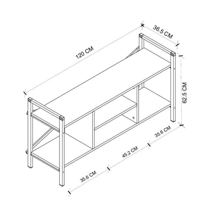 Mobile porta tv moderno 120x61h cm industrial metallo rovere rustico Loft