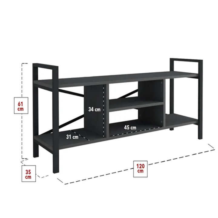 Mobile porta tv moderno 120x61h cm industrial metallo antracite Loft