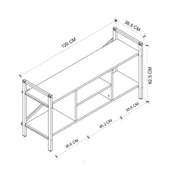 Mobile porta tv moderno 120x61h cm industrial metallo antracite Loft