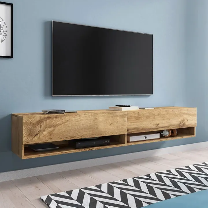 Mobile porta TV sospeso 180x30h cm 2 ante rovere Gregoria
