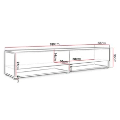 Mobile porta TV sospeso 180x30h cm 2 ante rovere bianco Gregoria