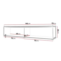 Mobile porta TV sospeso 140x30h cm 2 ante design rovere bianco lucido Silvia