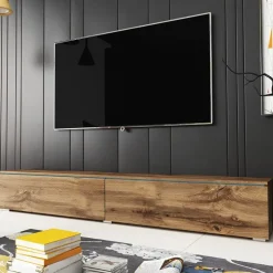 Mobile porta TV sospeso 180x30h cm 2 ante design rovere Silvia