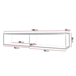 Mobile porta TV sospeso 180x30h cm 2 ante design rovere Silvia