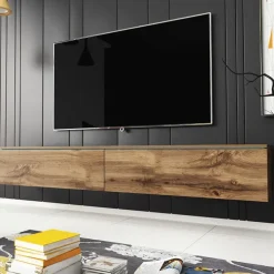 Mobile porta TV sospeso 180x30h cm 2 ante design rovere Silvia