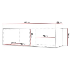 Mobile porta TV sospeso 150x34h cm 1 anta nero Kiruna 4