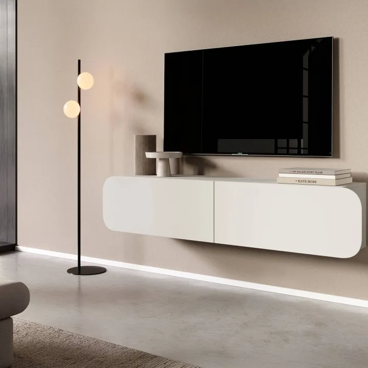 Mobile porta TV sospeso 160x34h cm 2 ante beige cashmere Volia