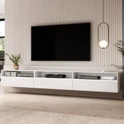 Mobile porta TV sospeso 270x42h cm bianco Emotion Gihome®