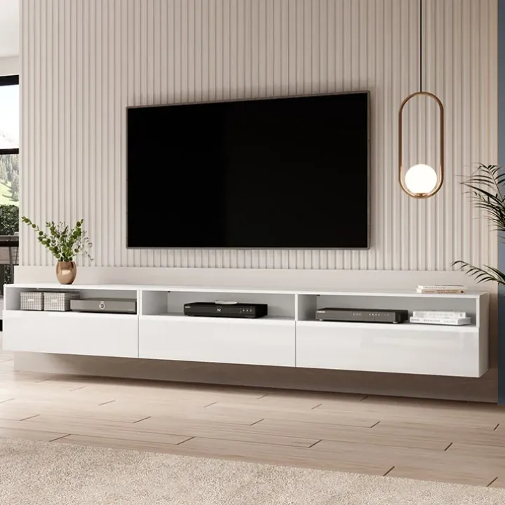 Mobile porta TV sospeso 270x42h cm bianco Emotion Gihome®