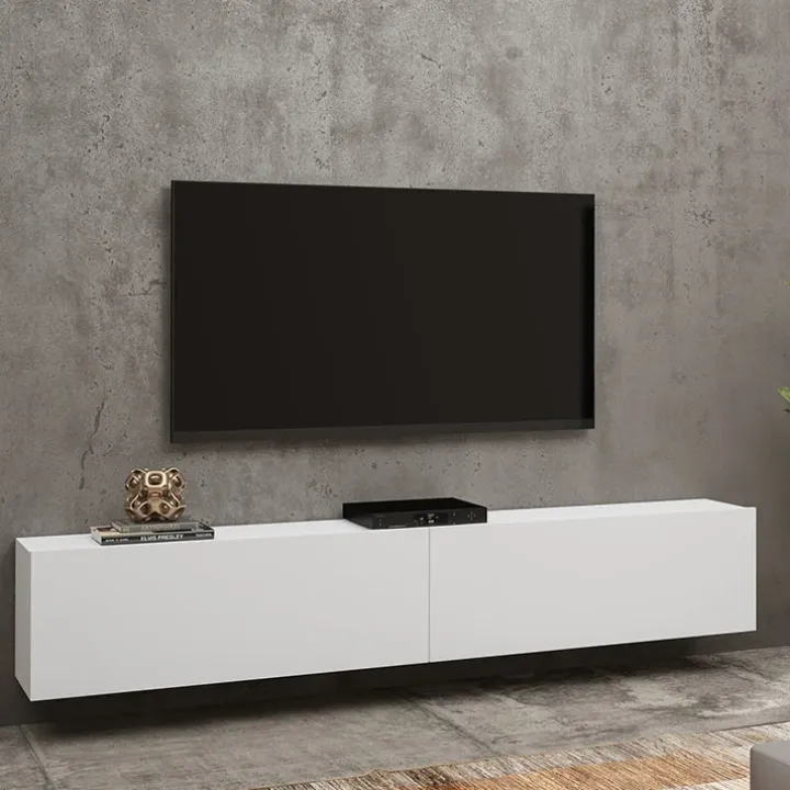 Mobile porta TV sospeso 180x35h cm bianco opaco Fusion
