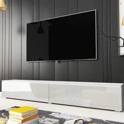 Mobile porta TV sospeso 180x30h cm con LED design bianco lucido Silvia