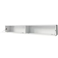 Mobile porta TV sospeso 180x30h cm con LED design bianco lucido Silvia