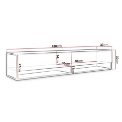Mobile porta TV sospeso 180x30h cm con LED rovere Gregoria