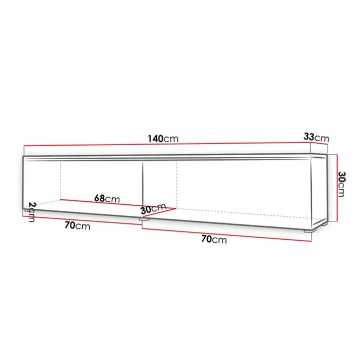 Mobile porta TV sospeso 140x30h cm con LED rovere bianco lucido Silvia