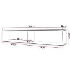 Mobile porta TV sospeso 140x30h cm con LED rovere bianco lucido Silvia