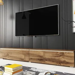 Mobile porta TV sospeso 180x30h cm con LED design rovere Silvia