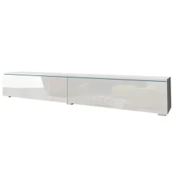 Mobile porta TV sospeso 180x30h cm design bianco lucido 2 ante Silvia