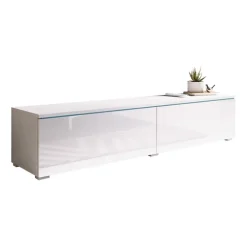 Mobile porta TV sospeso 140x30h cm soggiorno bianco lucido Silvia