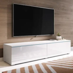 Mobile porta TV sospeso 140x30h cm soggiorno bianco lucido Silvia