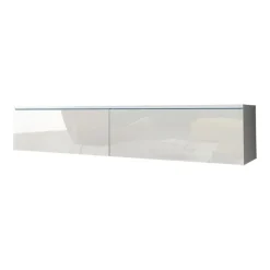 Mobile porta TV sospeso 140x30h cm soggiorno bianco lucido Silvia