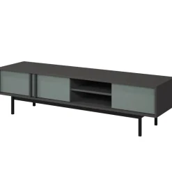 Mobile porta tv 163x43 cm 3 ante 2 vani a giorno antracite verde Essenzia