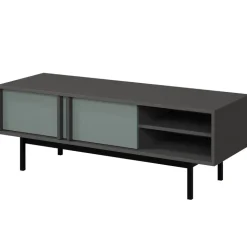 Mobile porta tv 123x43 cm 2 ante 2 vani a giorno antracite verde Essenzia