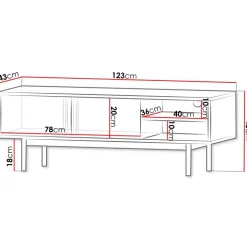 Mobile porta tv 123x43 cm 2 ante 2 vani a giorno antracite rovere Essenzia