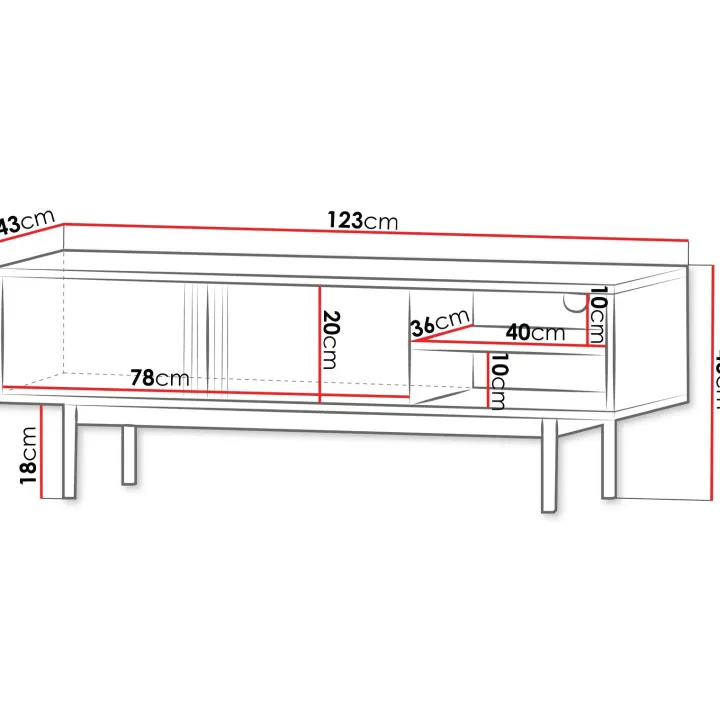 Mobile porta tv 123x43 cm 2 ante 2 vani a giorno antracite rovere Essenzia