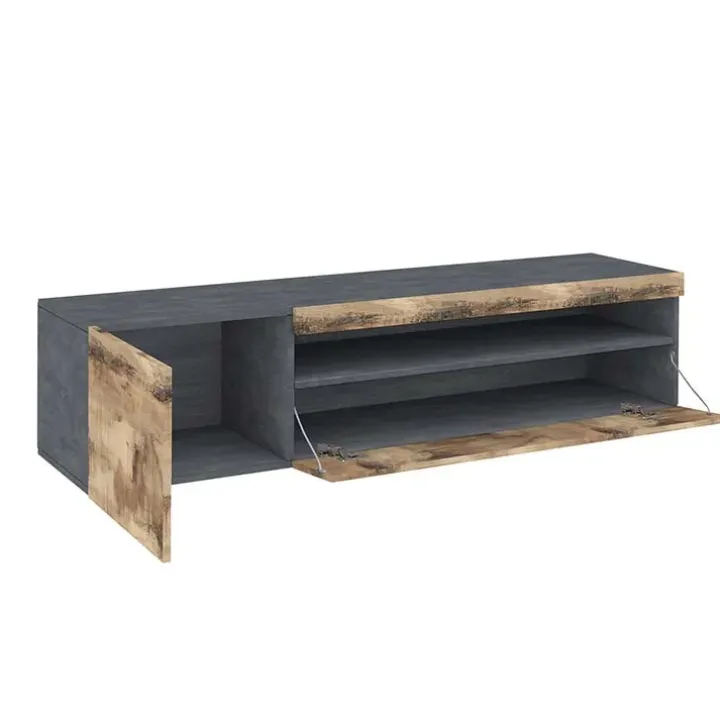 Mobile porta TV 155x37h cm 1 anta ardesia acero Light Small Gihome®