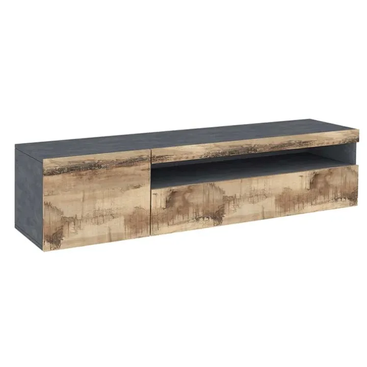 Mobile porta TV 155x37h cm 1 anta ardesia acero Light Small Gihome®