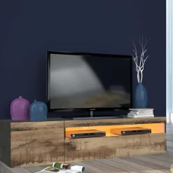 Mobile porta TV 155x37h cm 1 anta ardesia acero Light Small Gihome®