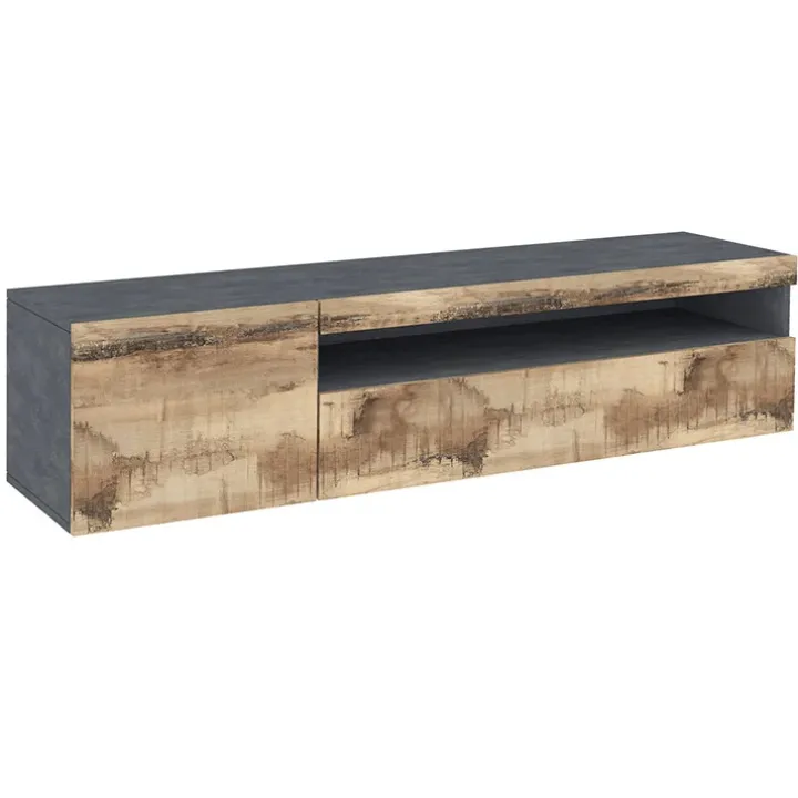 Mobile porta TV 155x37h cm 1 anta ardesia acero Light Small Gihome®