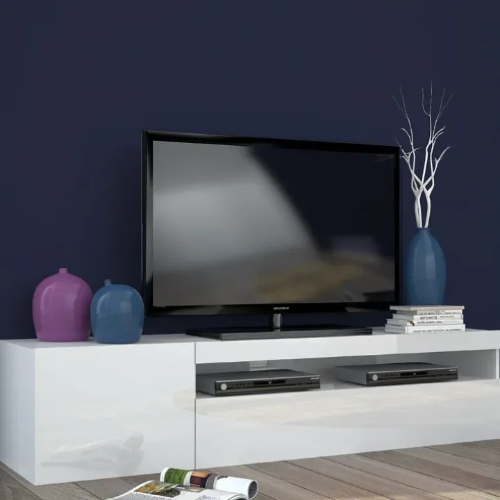 Mobile porta TV 155x37h cm 1 anta bianco lucido Light Small Gihome®