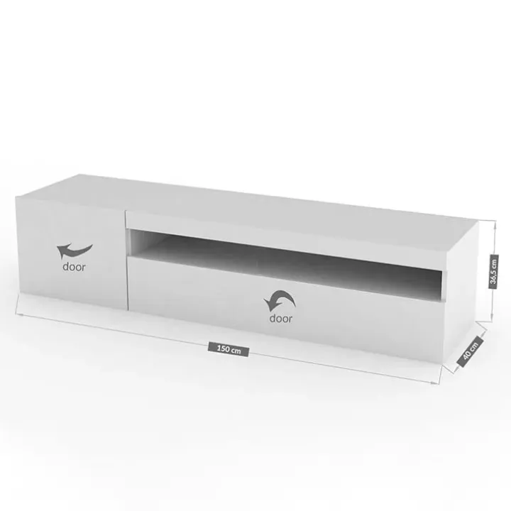 Mobile porta TV 155x37h cm 1 anta bianco lucido Light Small Gihome®