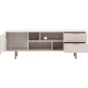 Mobile porta tv 150x52h cm 1 anta 2 cassetti cannettato moderno beige Vanessa