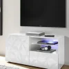 Mobile porta TV 122x57h cm1 anta 1 cassetto bianco lucido con serigrafia Marvis