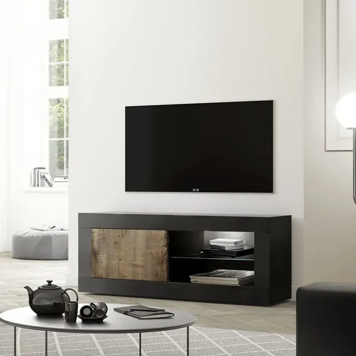 Mobile porta TV 140x56h cm 1 anta nero pero Eternity
