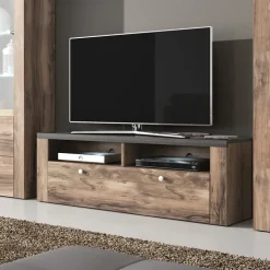Mobile porta TV 140x49h cm 1 anta noce rovere grigio Paloma 2