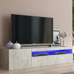 Mobile porta TV 155x37h cm 1 anta soggiorno cemento Light Small Gihome®