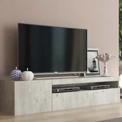 Mobile porta TV 155x37h cm 1 anta soggiorno cemento Light Small Gihome®