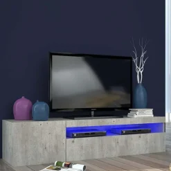 Mobile porta TV 155x37h cm 1 anta soggiorno cemento Light Small Gihome®