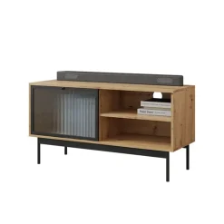 Mobile porta TV 117x60h cm 1 anta 2 vani a giorno rovere nero Herning