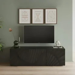 Mobile porta TV 181x69h cm 3 ante antracite frontali serigrafati Seira