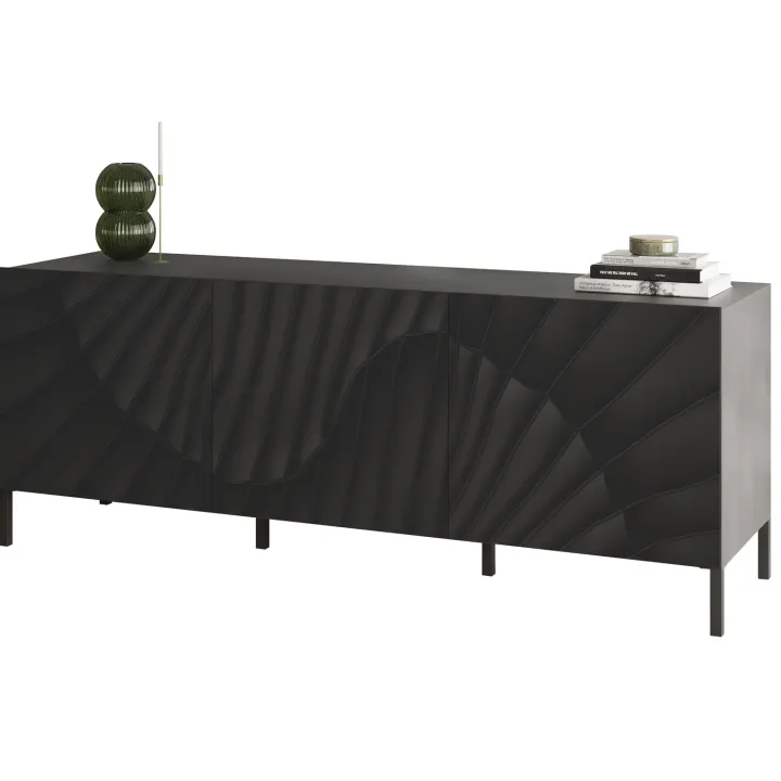 Mobile porta TV 181x69h cm 3 ante antracite frontali serigrafati Seira