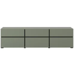 Mobile porta TV 180x48h cm 3 ante a ribalta 3 cassetti verde nero Lolla